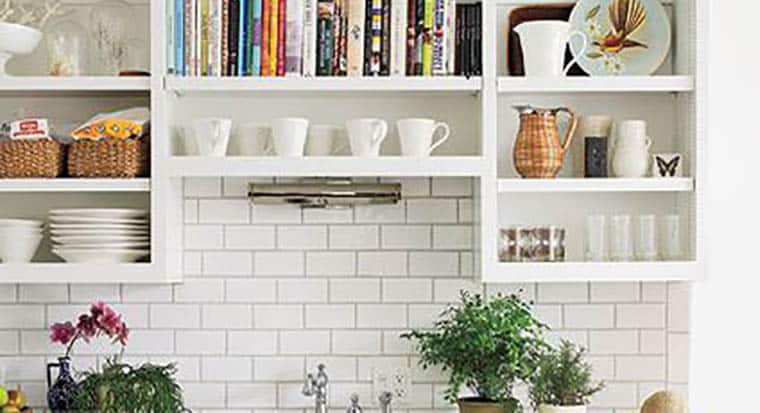 books along kitchen cabinet-ceiling gap