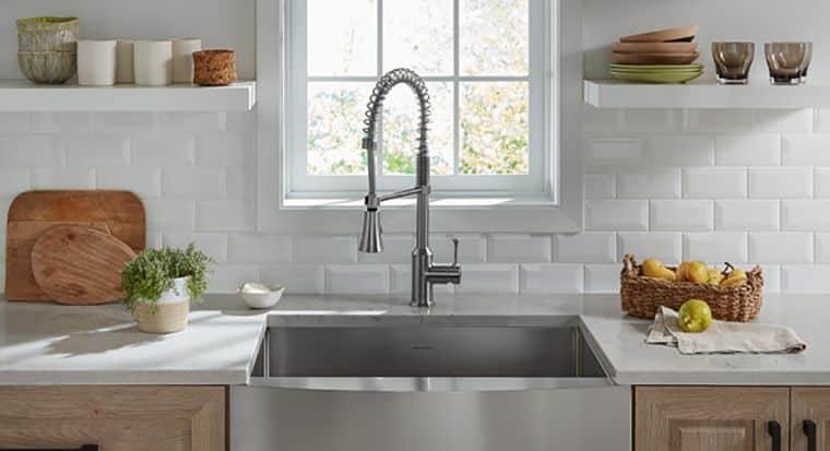 modern kitchen with farmhouse sink