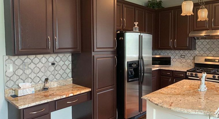 Client shopping for cabinets